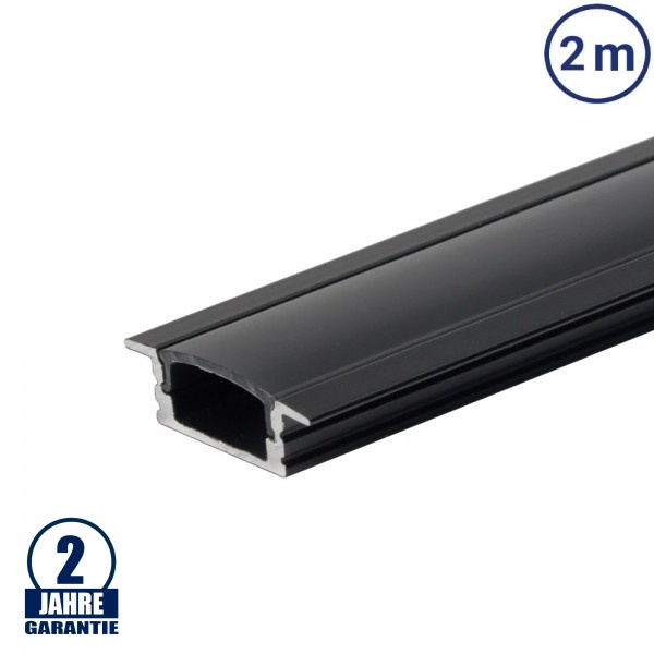 LED Profil Einbau Schwarz 2m SET mit schwarzer Abdeckung LED Profil Einbau Schwarz 2m SET mit schwarzer Abdeckung